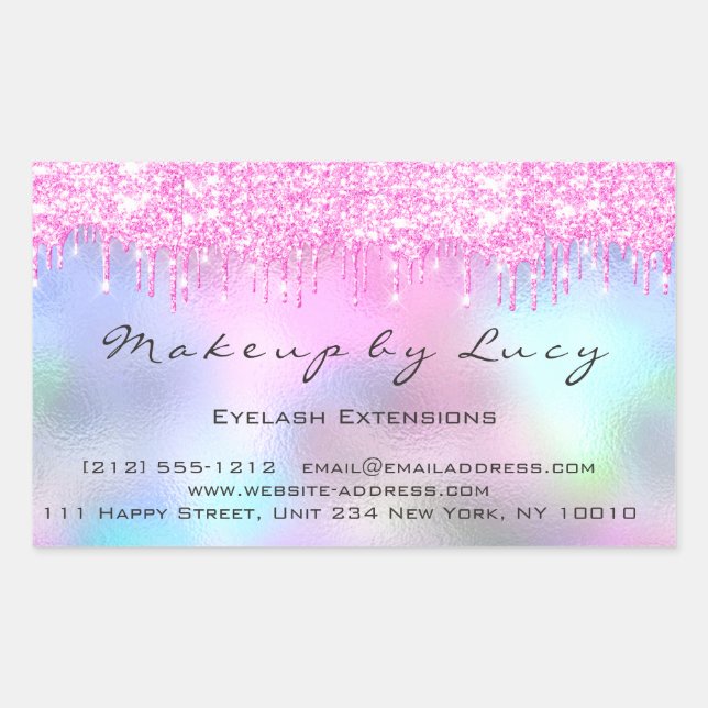 Eyelash Extension Makeup Artist Orchid Pink Drips Sticker (Front)