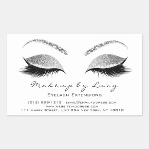 Eyelash Extension Makeup Beauty Salon Grey Glitter Sticker