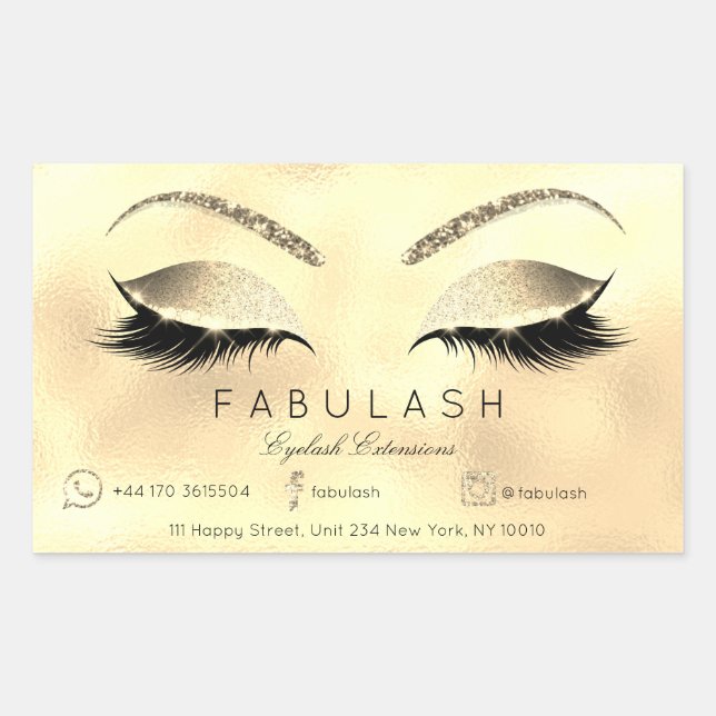 Eyelash Extension Makeup Beauty Salon Lux Gold VIP Sticker (Front)