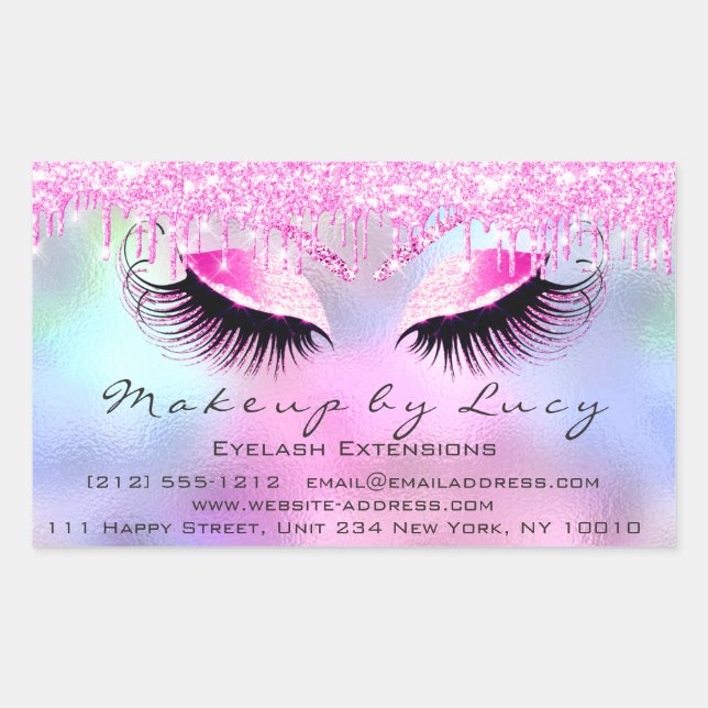 Eyelash Extension Makeup Beauty Salon Pink Drips Sticker (Front)