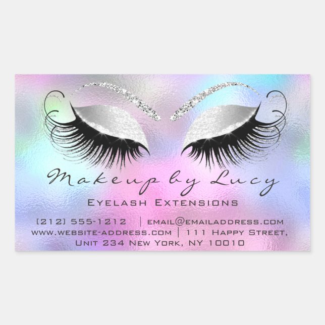 Eyelash Extension Makeup Beauty Salon Pink Grey Sticker (Front)