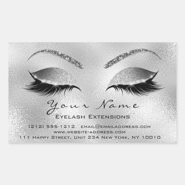 Eyelash Extension Makeup Beauty Salon Silver VIP Sticker (Front)