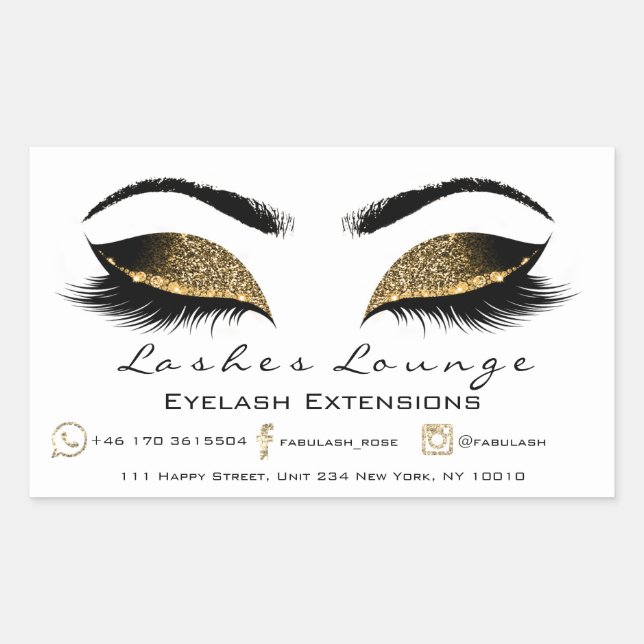 Eyelash Extension Makeup Beauty White Gold Browns Sticker (Front)