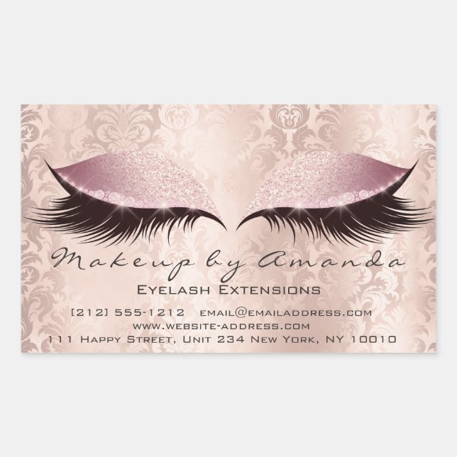 Eyelash Extension Pink Makeup Artist Beauty Damask Sticker (Front)