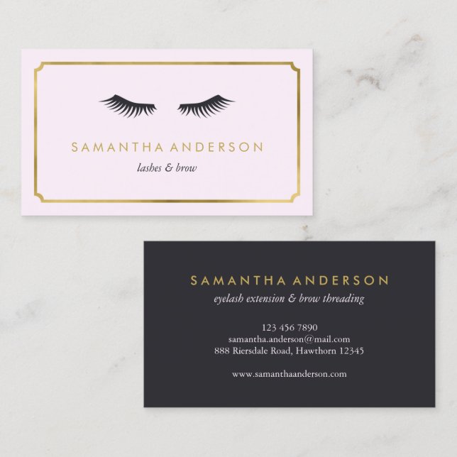 Eyelash Extension, sourcils, cartes de visite esth (Devant / Derrière)