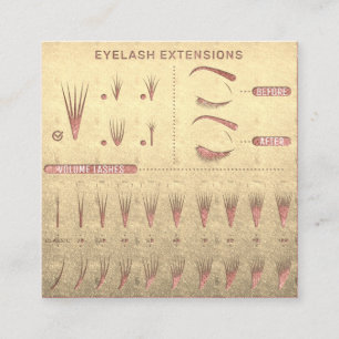 Eyelash Extension Studio Shop Rose Gold  Square Business Card