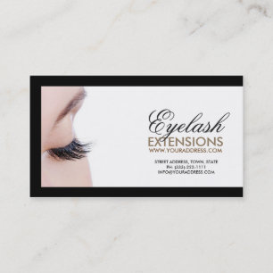 Eyelash Extensions Black Border Simple White Card