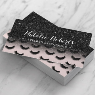 Eyelash Extensions Blush & Black Lashes Salon Business Card