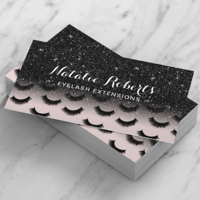 Eyelash Extensions Blush & Black Lashes Salon  Business Card (Creator Uploaded)