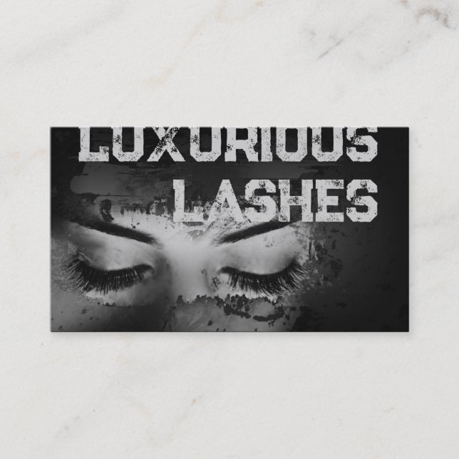 Eyelash Extensions Dark Strokes Bold Drama Look Business Card (Front)