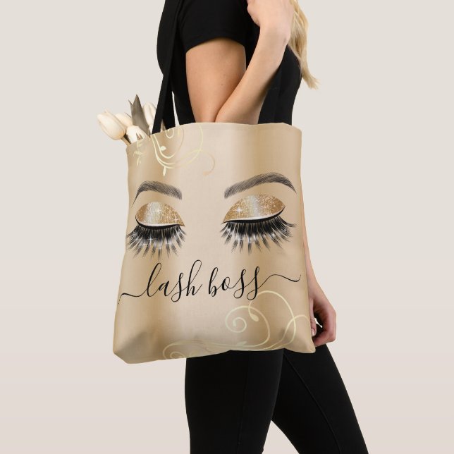 Eyelash Extensions Lash Boss Luxury Gold Tote Bag (Close Up)