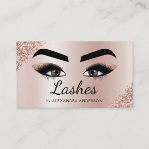 Eyelash Extensions Lashes Glitter Pink Rose Gold Business Card