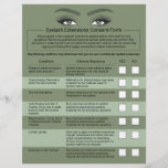 Eyelash Extensions Liability Waiver Green Salon Flyer<br><div class="desc">Eyelash Extension Liability Waiver & Release Form Flyers.</div>