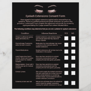 Eyelash Extensions Liability Waiver Plain Black Flyer