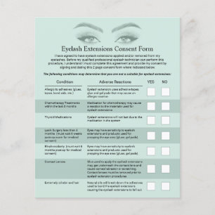Eyelash Extensions Pastel Mint Liability Waiver Flyer