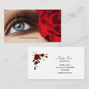 Eyelash Extensions Technician Red Rose  Business Card