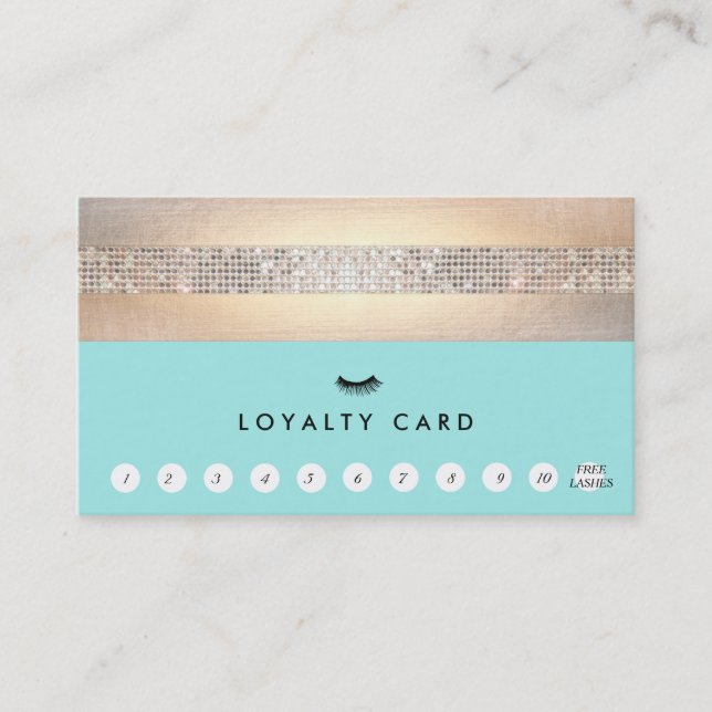 EyeLash Extensions Turquoise Loyalty 10 Punch Card (Front)