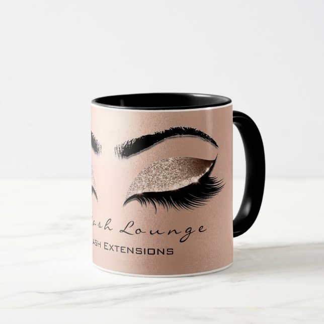 Eyelash Extention Beauty Studio Rose Wax Glitter Mug (Front Right)