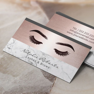 Eyelash Eyes Makeup Artist Rose Gold Marble Salon Business Card
