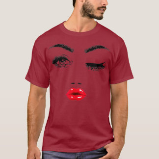 Eyelash Lipstick Red Lip Lash Artist Makeup T-Shirt