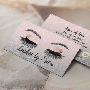 Eyelash Makeup Artist Blush Pink Glitter Loyalty Card