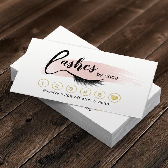Eyelash Makeup Artist Blush Pink Lash Salon Loyalty Card (Creator Uploaded)