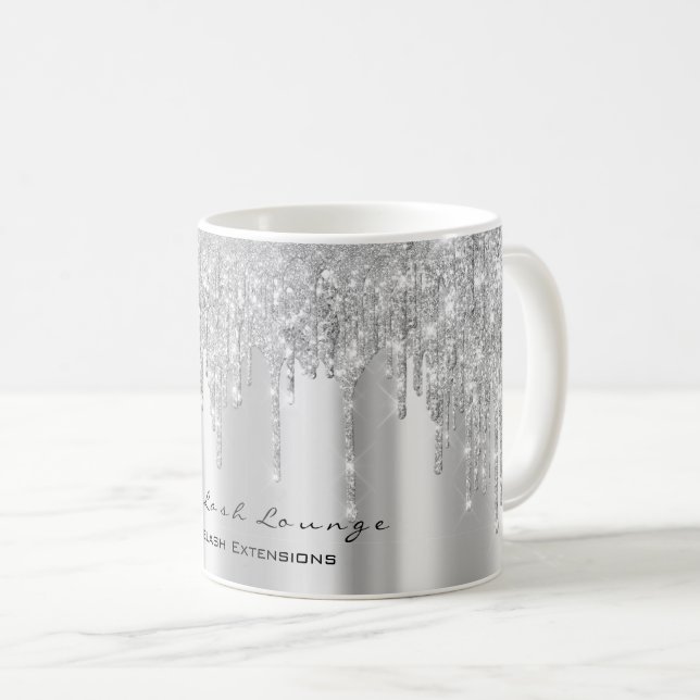Eyelash Makeup Artist Bridal Sweet 16th Silver Coffee Mug (Front Right)