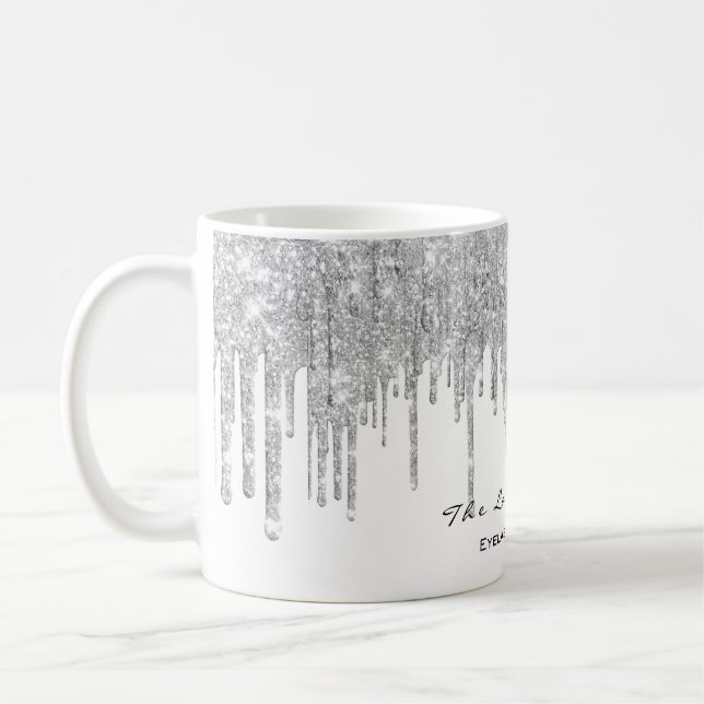 Eyelash Makeup Artist Bridal Sweet 16th SilverGray Coffee Mug (Left)