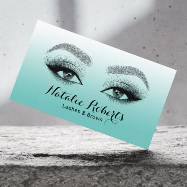 Eyelash Makeup Artist Elegant Teal Beauty Salon Business Card (Creator Uploaded)