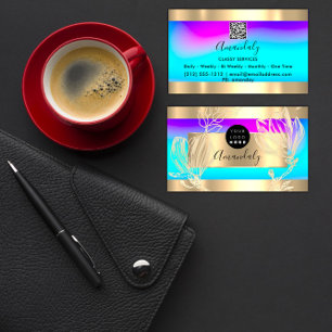 Eyelash Makeup Artist QR Code Logo Floral Pink Business Card