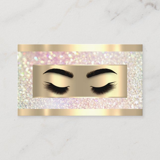  Eyelash Makeup Holograph QR Code Logo Glitter Business Card (Front)