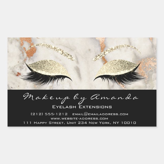 Eyelash Makeup RSVP Coral Marble Rose Gold Glitter Sticker (Front)