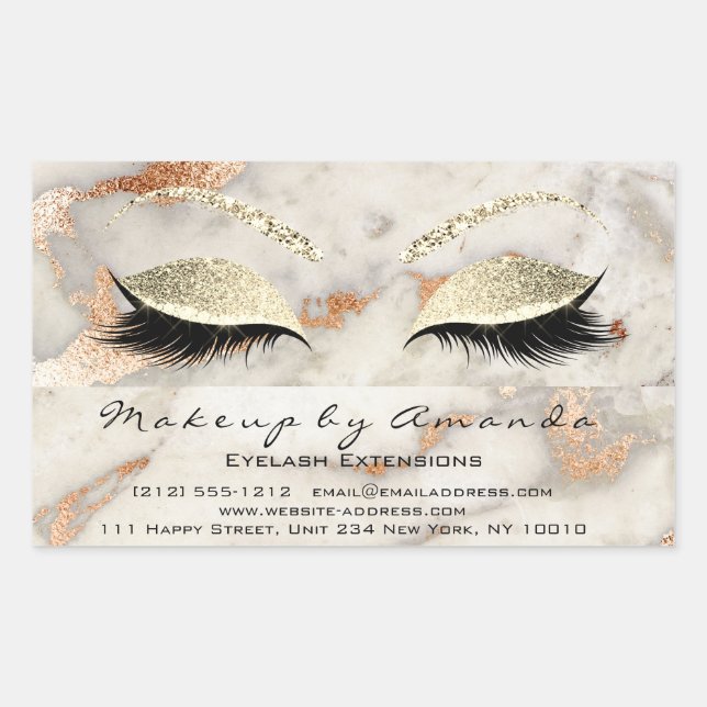 Eyelash Makeup RSVP Coral Marble Rose Grey Glitter Sticker (Front)