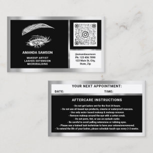 Eyelash Microblade QRCODE Aftercare BlackWhiteGray Business Card