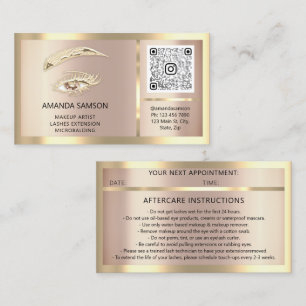 Eyelash Microblade QRCODE Aftercare RoseGold Frame Business Card