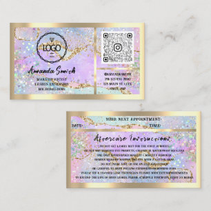 Eyelash Microblade QRCode Logo Holograph Aftercare Business Card