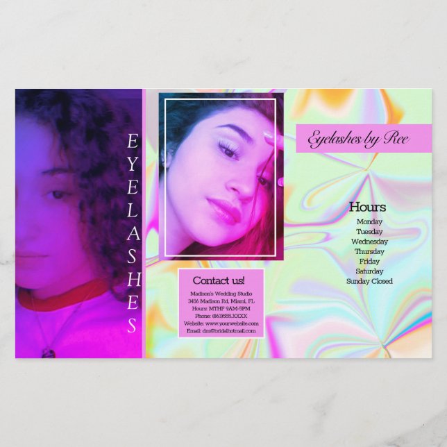Eyelash Services Holographic Session Brochure  (Back)