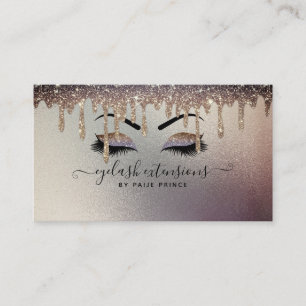 Eyelash Tech Lash Stylist Bronze Gold Glitter Drip Business Card
