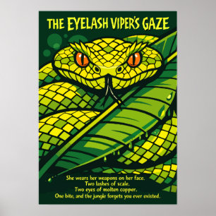 Eyelash Viper Wildlife Art Snake Poster