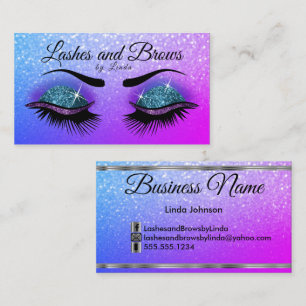 Eyelashes and Brows - Colourful Glitter Business C Business Card