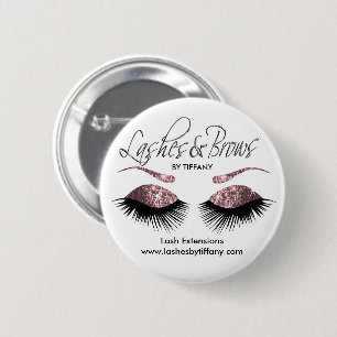 Eyelashes and Brows - Dusty Rose 2 Inch Round Button