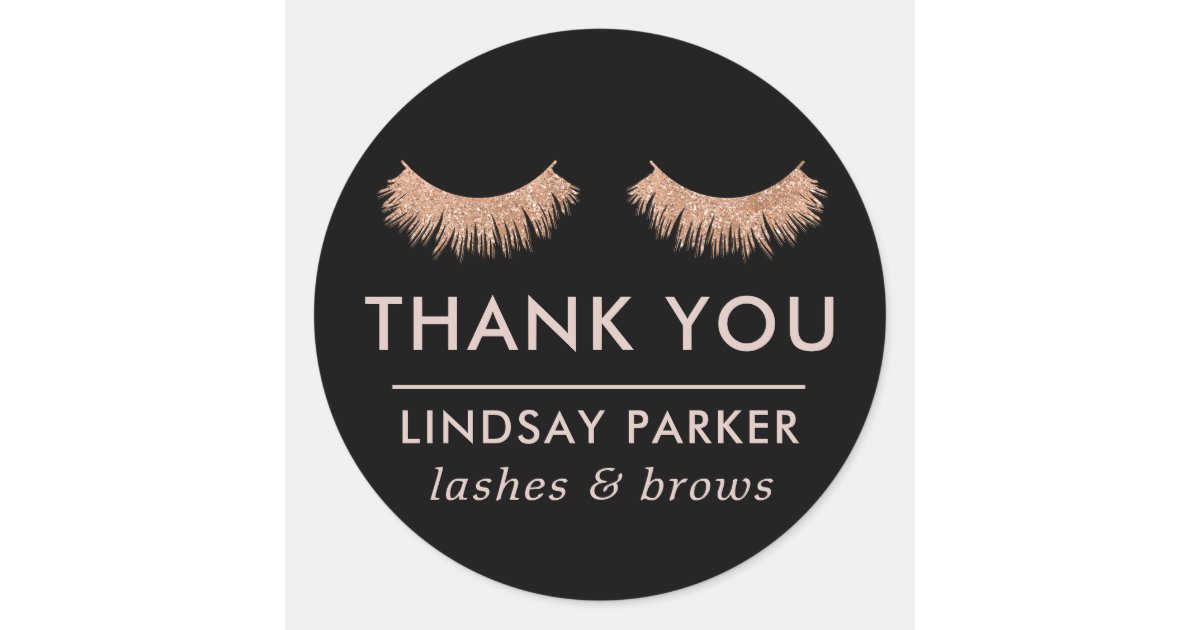 Eyelashes Black Makeup Artist Thank You Sticker | Zazzle.ca