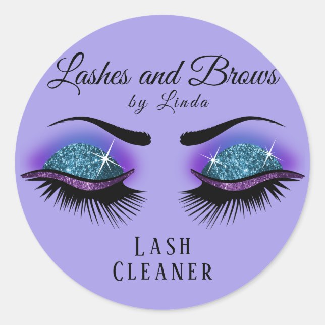 Eyelashes Extension Cleaner - Purple and Blue Classic Round Sticker (Front)