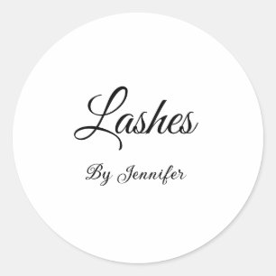 eyelashes extensions add name social media address classic round sticker