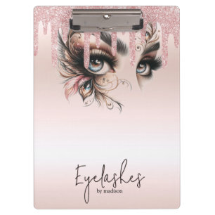 EyeLashes Glam Champagne Dripping Glitter Notebook Clipboard