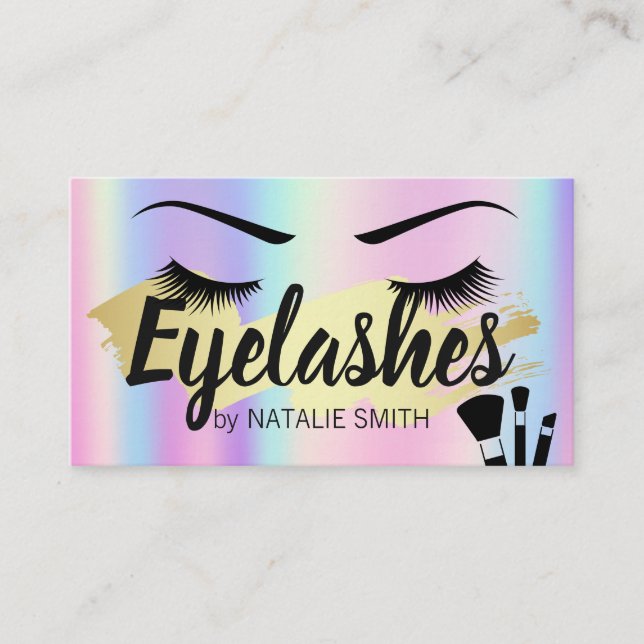 Eyelashes | Gold Brushed | Rainbow Metallic Business Card (Front)