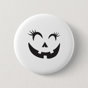 Eyelashes - Halloween Outfit Pumpkin Face Costume  2 Inch Round Button