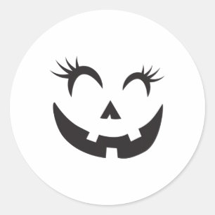 Eyelashes - Halloween Outfit Pumpkin Face Costume  Classic Round Sticker