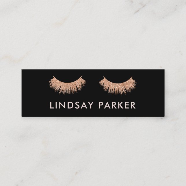Eyelashes Makeup Artist Black Mini Business Card (Front)