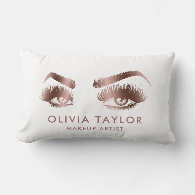 Eyelashes Makeup Artist Rose Gold Eyes Brows Lumbar Pillow (Front)